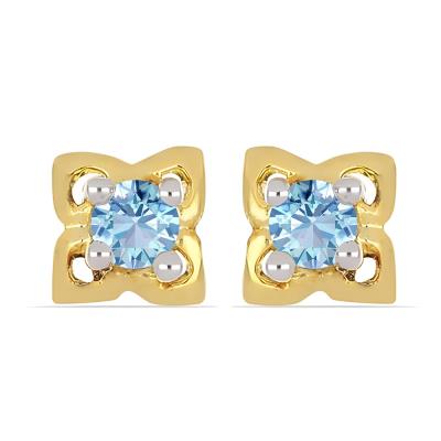 Bulk 14K Gold Round Aquamarine Four-Prong Solitaire Stud Earrings - Gold Studs Manufacturers USA